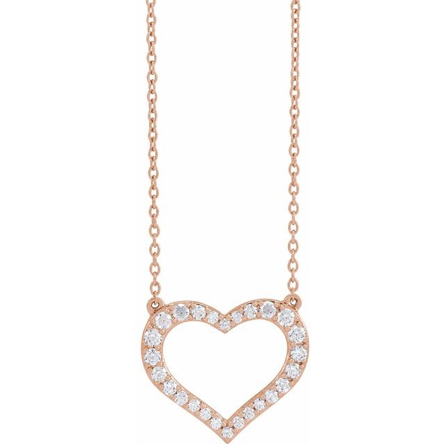 14K Rose 3/8 CTW Lab-Grown Diamond Heart 16-18' Necklace