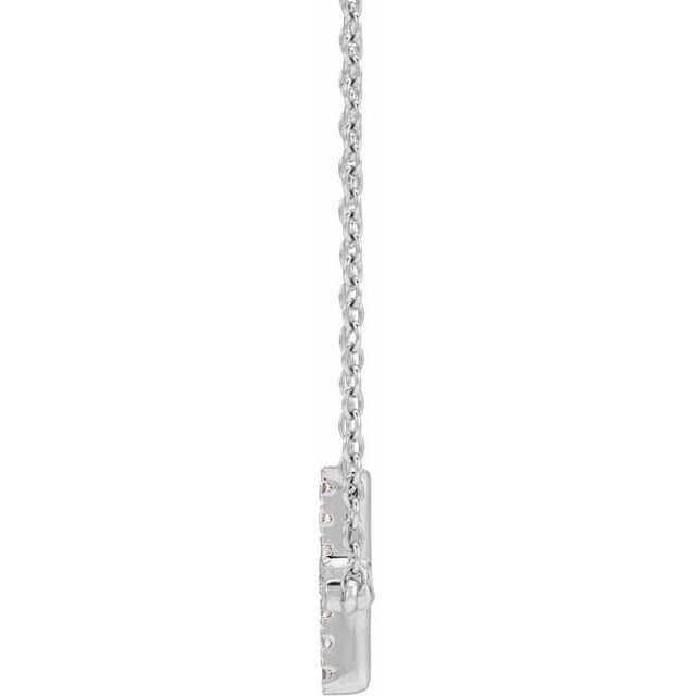 14K White 1/6 CTW Lab-Grown Diamond Sideways Cross 16-18' Necklace