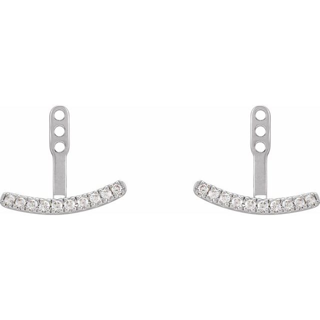 14K White 1/5 CTW Lab-Grown Diamond Curved Bar Earring Jackets