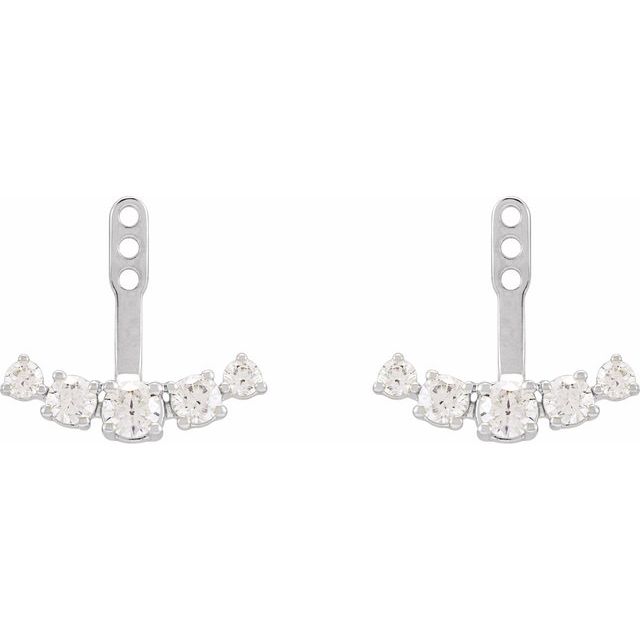 14K White 1 CTW Lab-Grown Diamond Curved Bar Earring Jackets