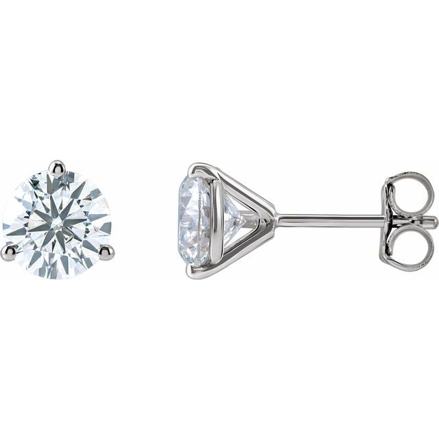 14k White 3 Ctw Lab-grown Diamond Stud Earrings