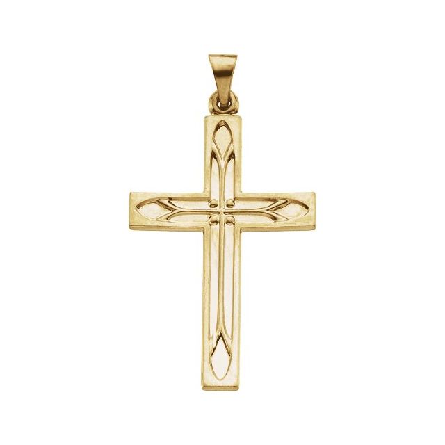 14K Yellow 36.5x23 mm Cross Pendant