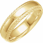 18K Yellow 6 mm Rope Edge Band Size 10.5