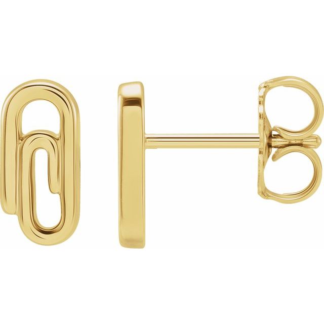 14K Yellow Paperclip Earrings