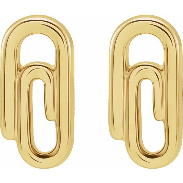 14K Yellow Paperclip Earrings