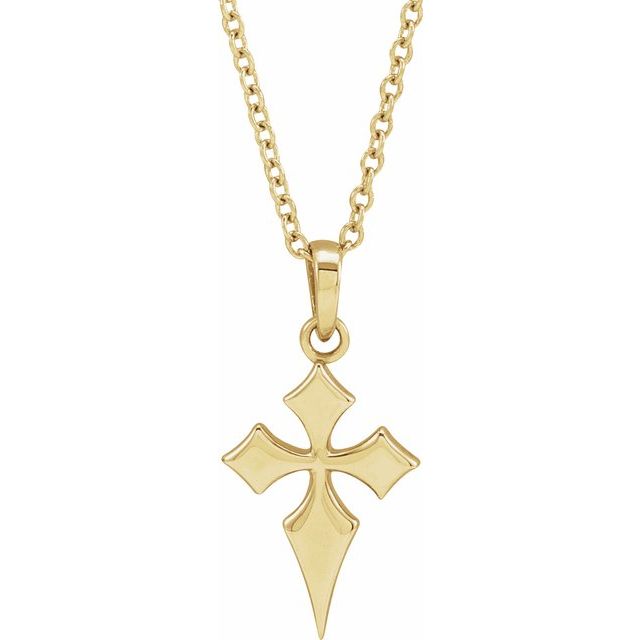 14K Yellow 18.3x9 mm Cross 16-18' Necklace