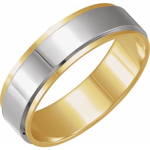 14K Yellow/White 7 mm Flat Band with Inlay Size 10.5