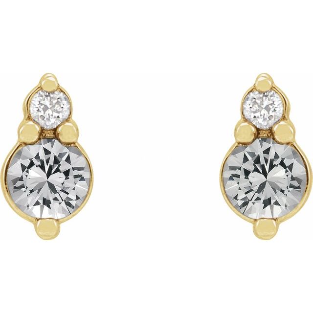 14k Yellow Natural White Sapphire & .03 Ctw Natural Diamond Earrings