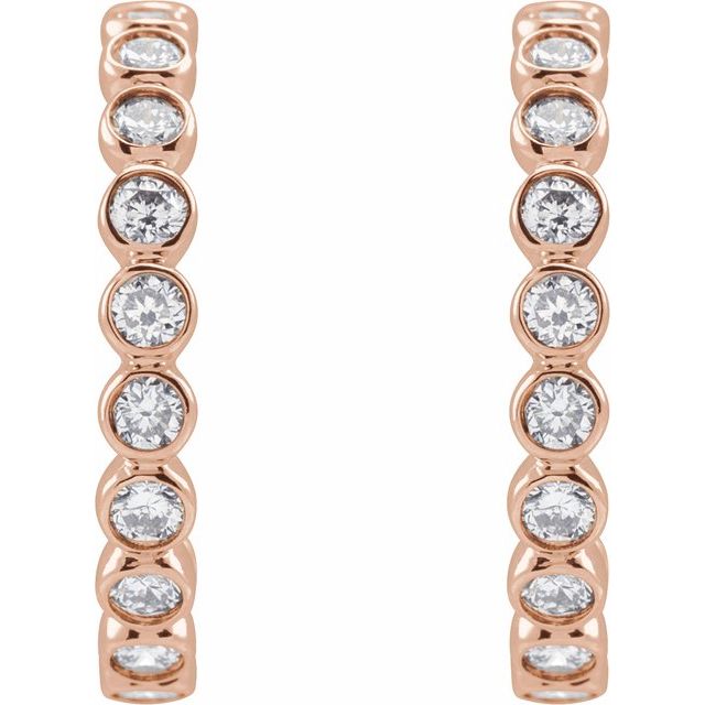 14K Rose 3/8 CTW Lab-Grown Diamond Hoop Earrings