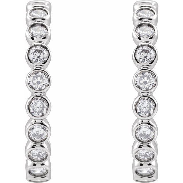 14K White 3/8 CTW Lab-Grown Diamond Hoop Earrings
