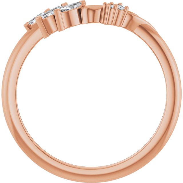14k Rose 1/8 Ctw Natural Diamond Contour Band