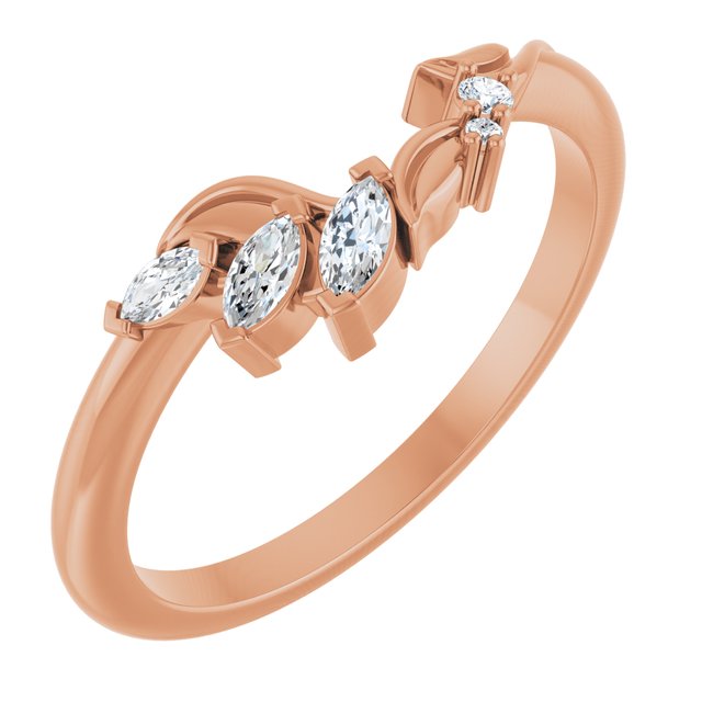 14k Rose 1/8 Ctw Natural Diamond Contour Band