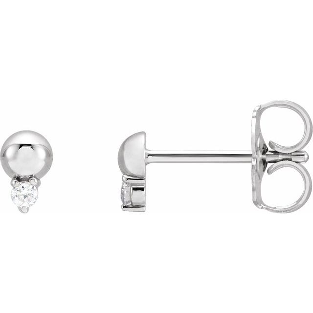 14K White .03 CTW Natural Diamond Bead Earrings