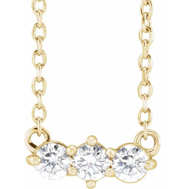 14K Yellow 1/5 CTW Natural Diamond Three-Stone 18' Necklace