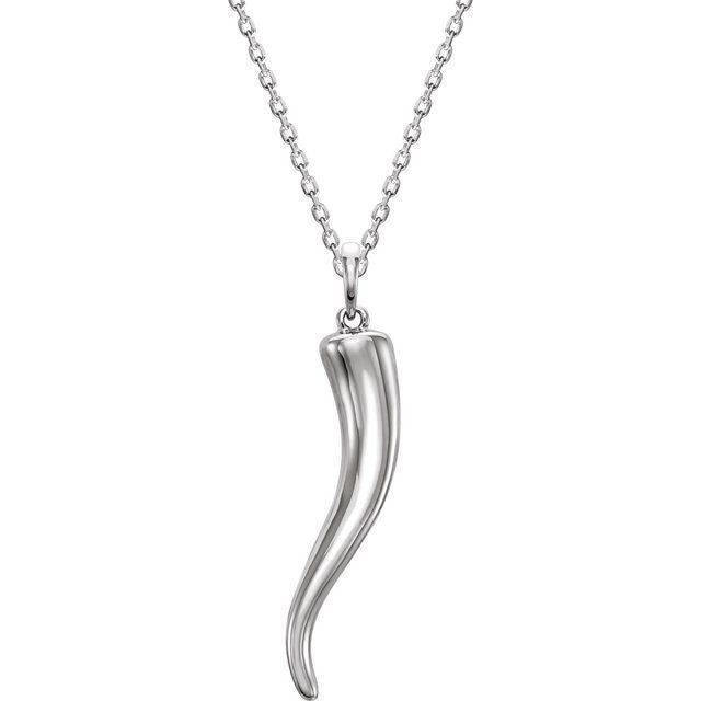 Sterling Silver Italian Horn 16-18' Necklace