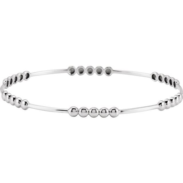 Sterling Silver 3.6 mm Beaded Bangle 7 3/4' Bracelet