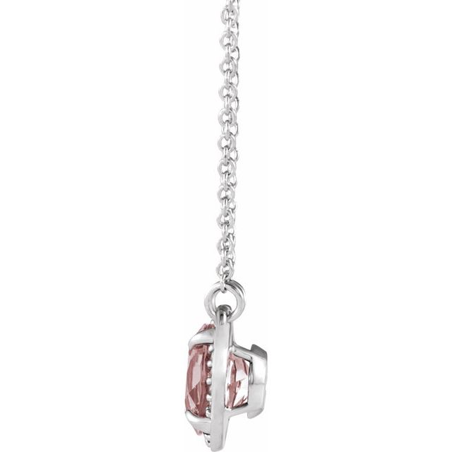 14K White 6 mm Natural Morganite & .04 CTW Natural Diamond 16' Necklace