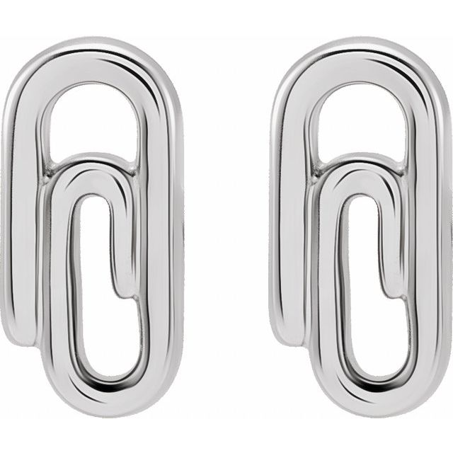 14K White Paperclip Earrings