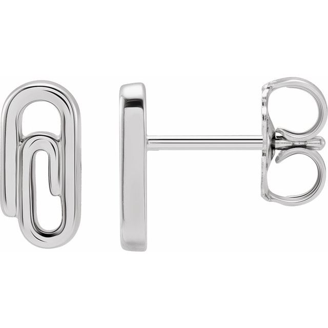 14K White Paperclip Earrings