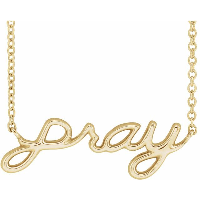 14K Yellow 23.1x7.37 mm Pray 18' Necklace