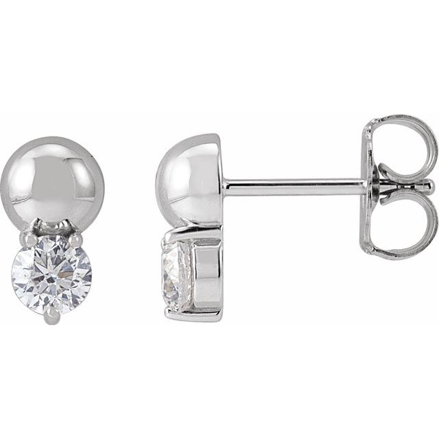 14K White 1/3 CTW Natural Diamond Bead Earrings