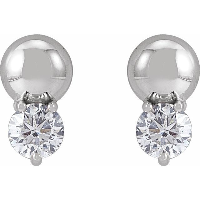14K White 1/3 CTW Natural Diamond Bead Earrings