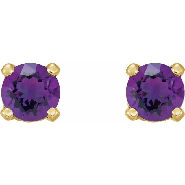 14K Yellow Natural Amethyst Earrings