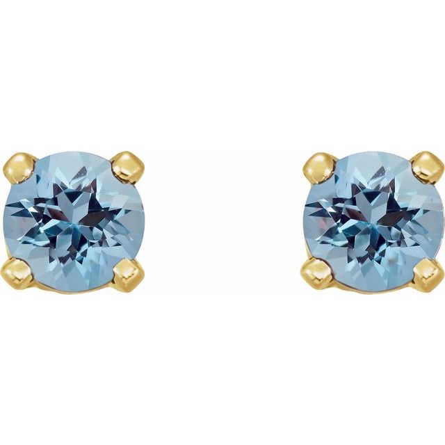 14K Yellow Natural Aquamarine Earrings