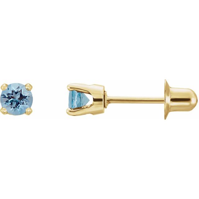 14K Yellow Natural Aquamarine Earrings