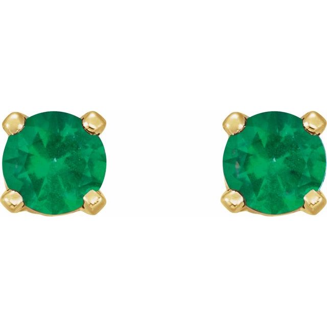 14K Yellow Natural Emerald Earrings