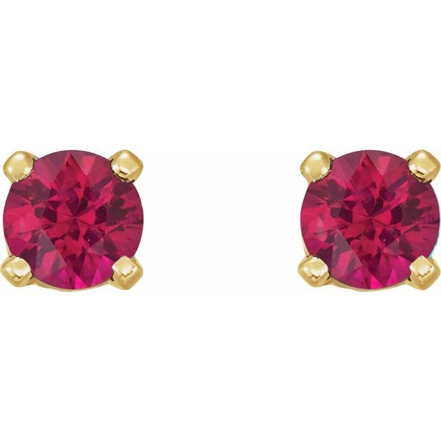 14K Yellow Natural Ruby Earrings