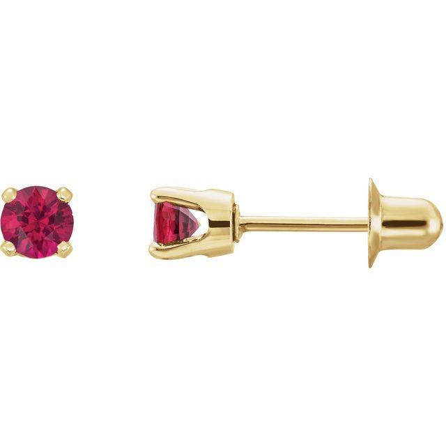 14K Yellow Natural Ruby Earrings