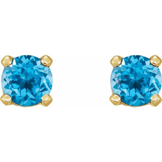 14K Yellow Natural Swiss Blue Topaz Earrings