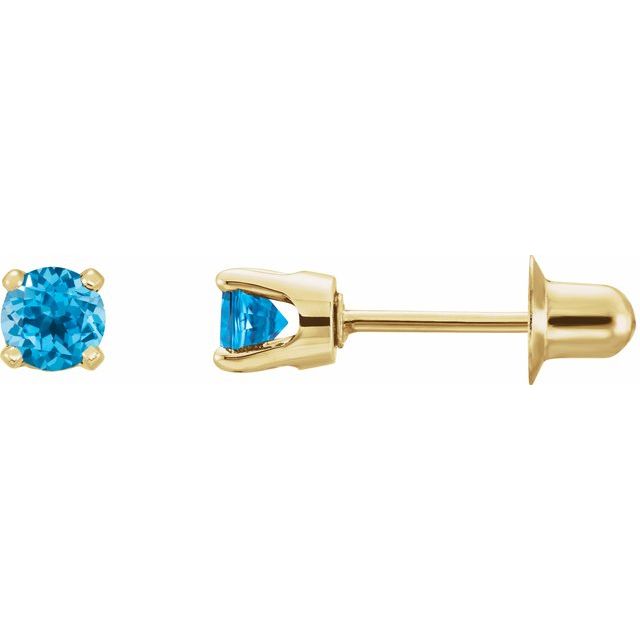 14K Yellow Natural Swiss Blue Topaz Earrings