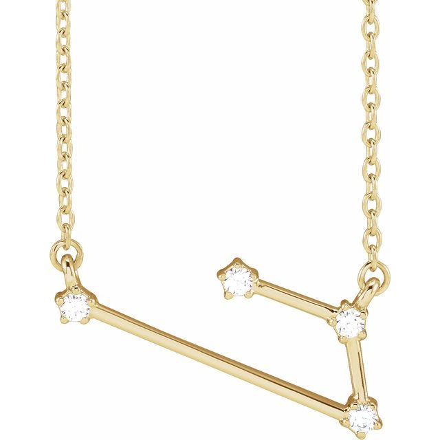 14K Yellow .08 CTW Natural Diamond Aries 16-18' Necklace