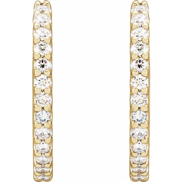 14K Yellow 1/2 CTW Natural Diamond 16 mm Hoop Earrings