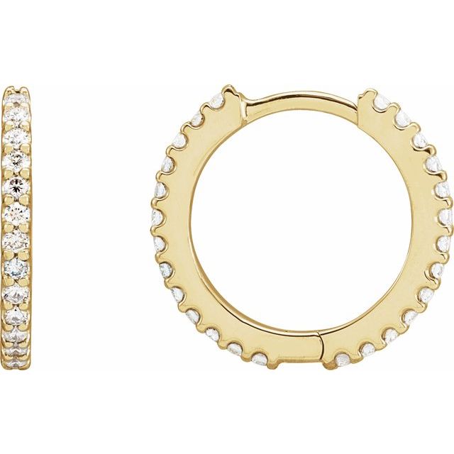 14K Yellow 1/2 CTW Natural Diamond 16 mm Hoop Earrings