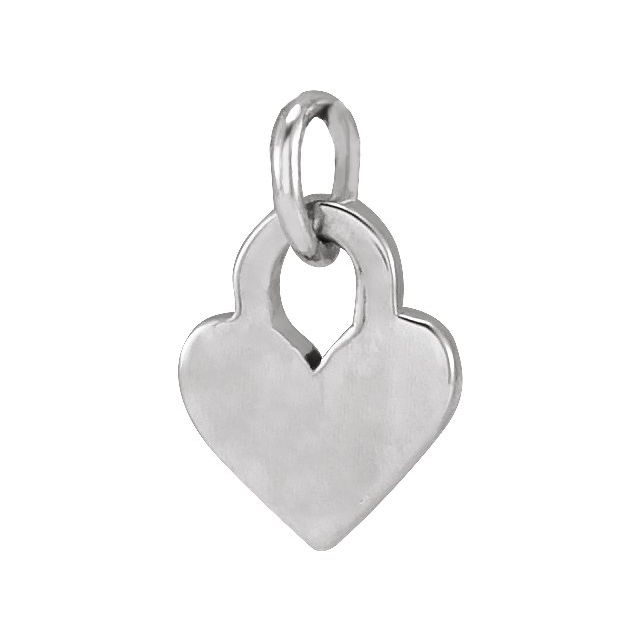 14K White 7.9x4.9 mm Engravable Heart Pendant