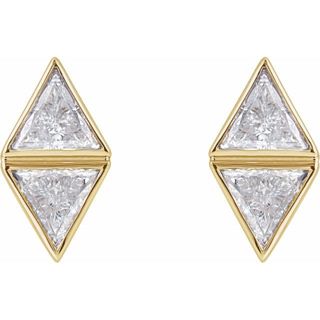14K Yellow 5/8 CTW Natural Diamond Two-Stone Bezel-Set Earrings