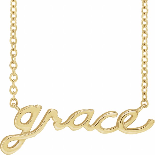 14K Yellow Lowercase Script Grace 18' Necklace