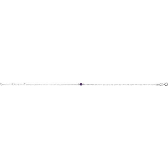 Sterling Silver Natural Amethyst Bezel-Set Solitaire 6 1/2-7 1/2' Bracelet
