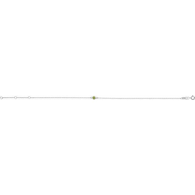 Sterling Silver Natural Peridot Bezel-Set Solitaire 6 1/2-7 1/2' Bracelet