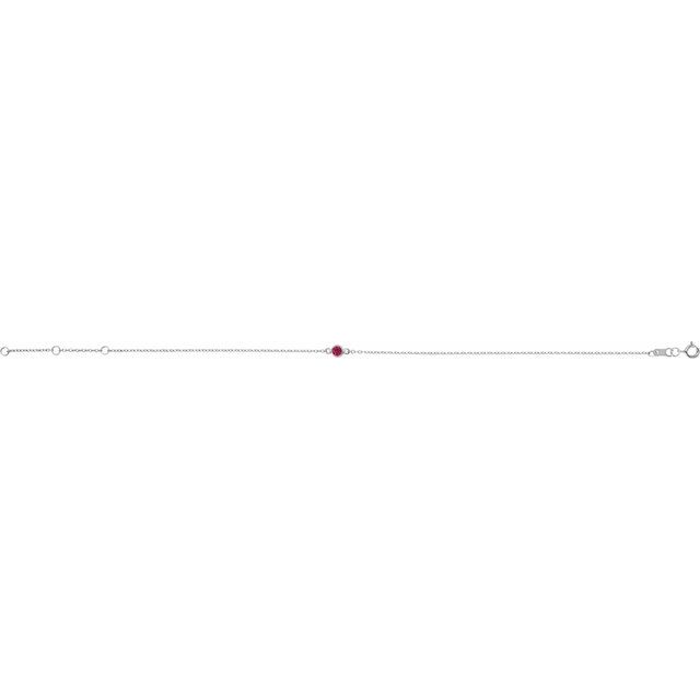 Sterling Silver Lab-Grown Ruby Bezel-Set Solitaire 6 1/2-7 1/2' Bracelet