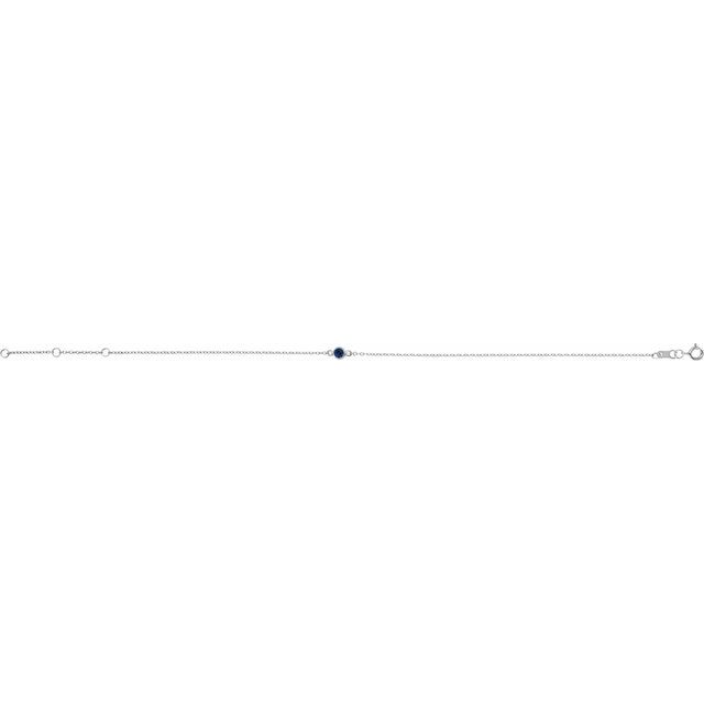 Sterling Silver Lab-Grown Blue Sapphire Bezel-Set Solitaire 6 1/2-7 1/2' Bracelet