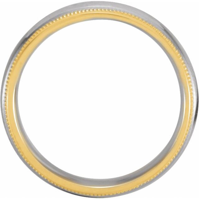 18K Yellow & Platinum 6 mm Grooved Band with Milgrain Size 9.5