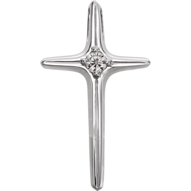 14K White .07 CTW Natural Diamond Cross Pendant