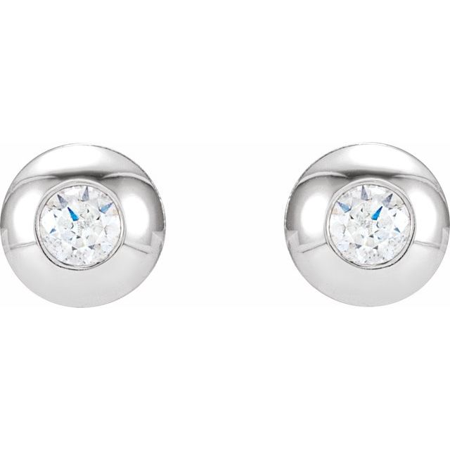 14K White 1/5 CTW Natural Diamond Domed Bezel-Set Solitaire Earrings