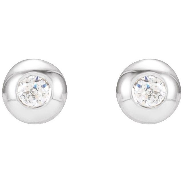 14K White .03 CTW Natural Diamond Domed Bezel-Set Earrings