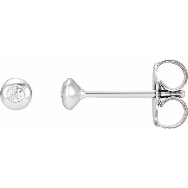 14K White .03 CTW Natural Diamond Domed Bezel-Set Earrings