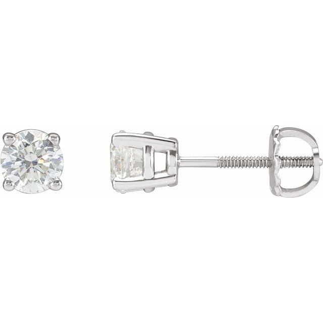 14k White 1 Ctw Natural Diamond Stud Earrings
